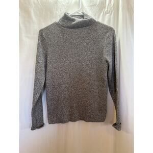 Kim Rogers Ribbed Turtleneck Sweater – Gray Marl – Size M